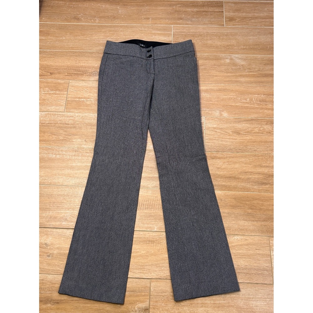 Ann Taylor LOFT Marisa Boot Cut Pants Gray Micro Pattern Dress Slacks Womens 8